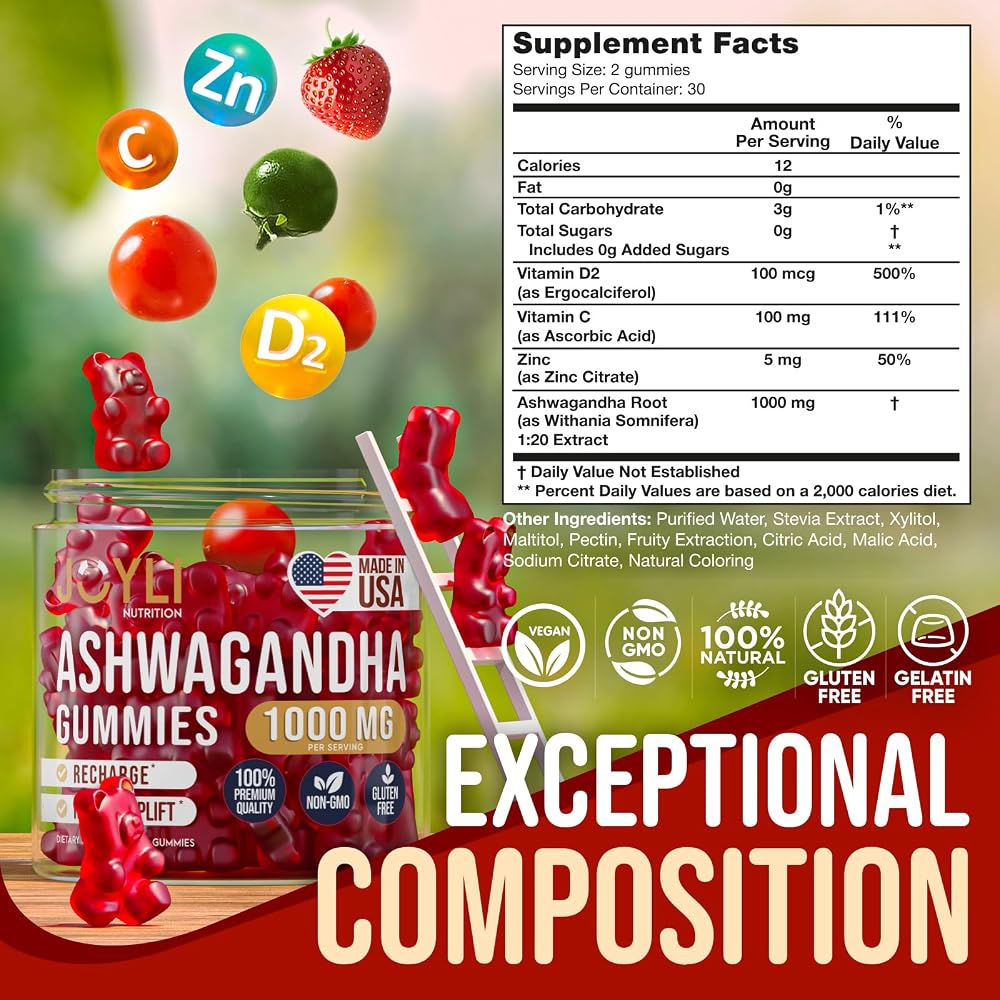 JOYLI Nutrition Ashwagandha Gummies for Focus & Rest - 120 Count - image 3