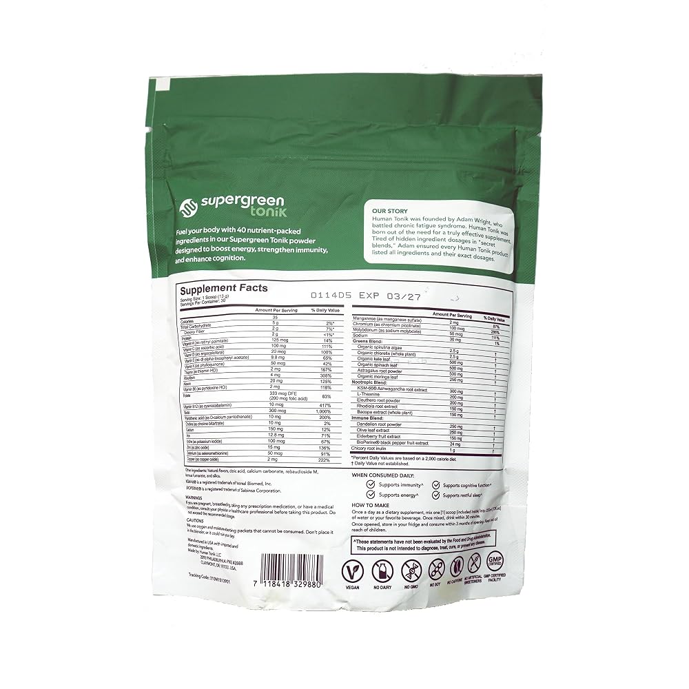 Supergreen Tonik Natural Greens 40 Superfood Powder - 13.3 oz - image 6