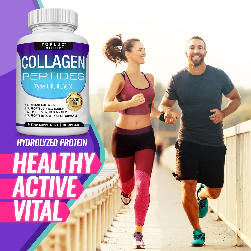 Toplux Multi Collagen Peptides Pills 1800 Mg Complex - Type I