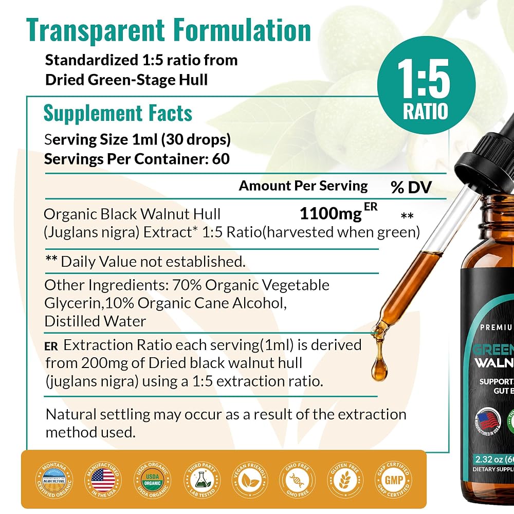 Zenmen Organic Green Black Walnut Hull Tincture - Highly Potent