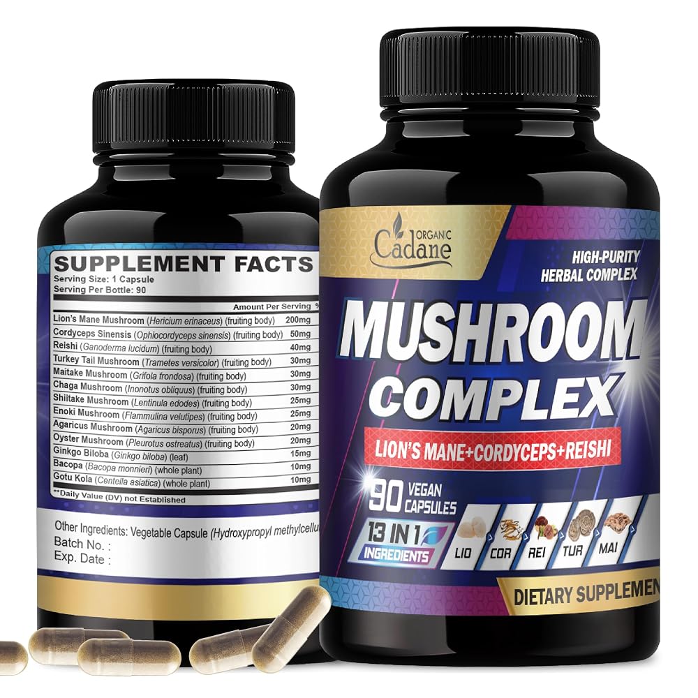 Organic Cadane Mushroom Complex 13-in-1 - 90 Vegetarian Capsules