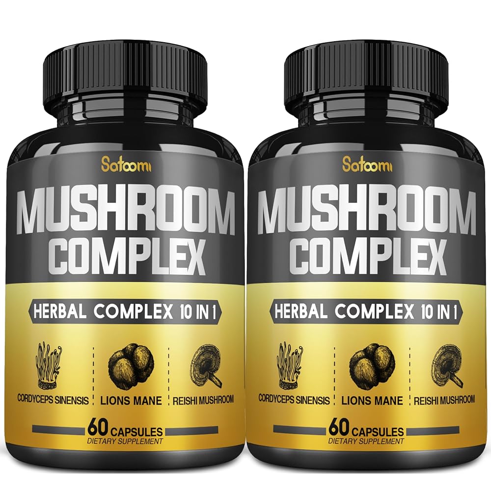 Satoomi Mushroom Complex Supplements Capsules - Blends with Lions Mane