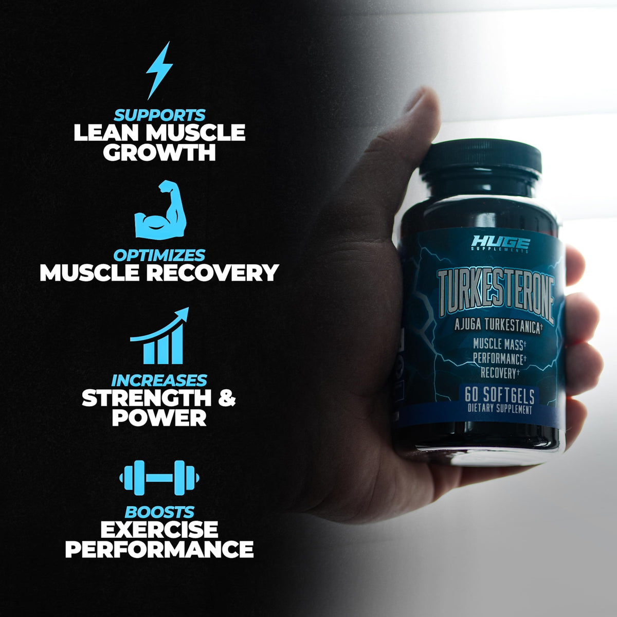 Huge Supplements Turkesterone 500mg Ajuga Extract - 60 Softgels - image 4