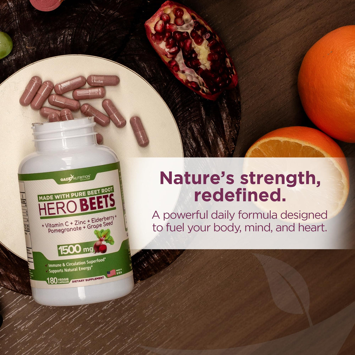 GADE NUTRITION Hero Beets Beet Root Capsules 1500mg - 180 Count - image 5