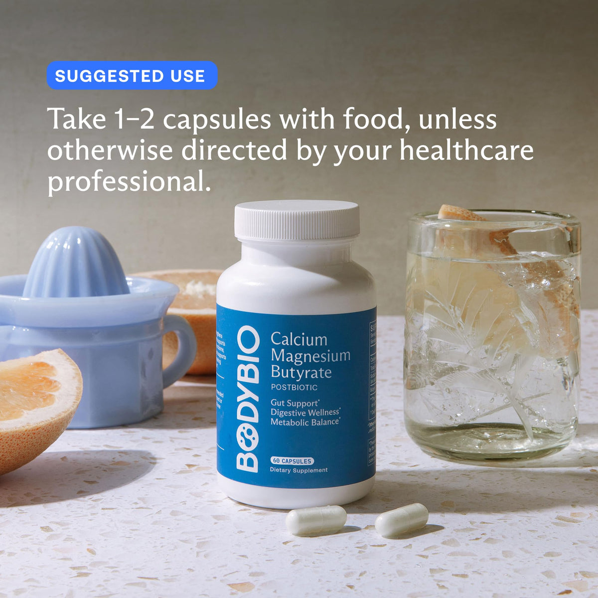 BodyBio Butyrate Calcium Magnesium Postbiotic - 100 Capsules - image 5
