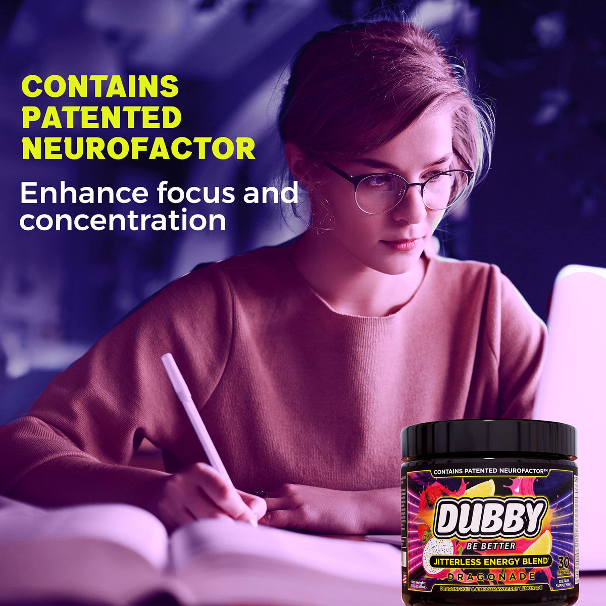Dubby Sugar Free Energy Drink Powder Dragon Fruit Strawberry - 30 Servings - image 5