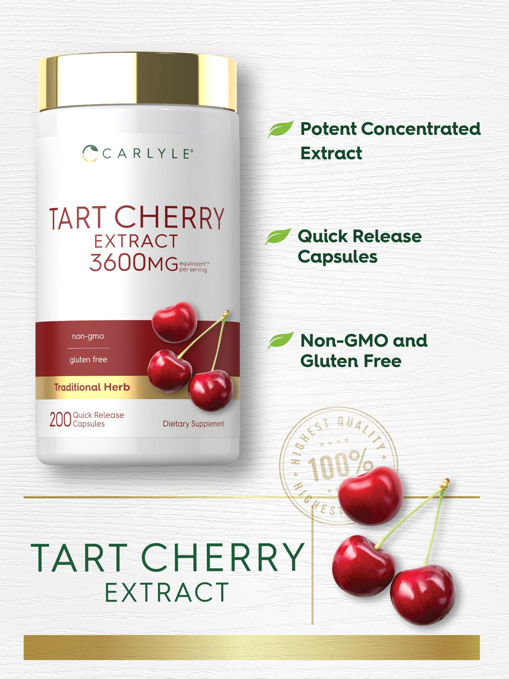 Carlyle Tart Cherry Extract Capsules - 200 Count - image 4