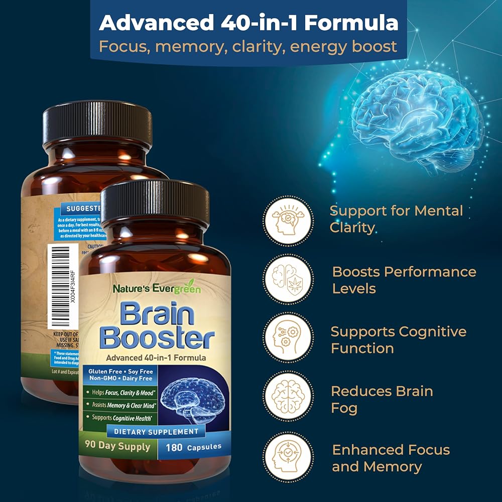 Nature's Evergreen Brain Booster 40-in-1 Nootropic - 180 Capsules - image 3