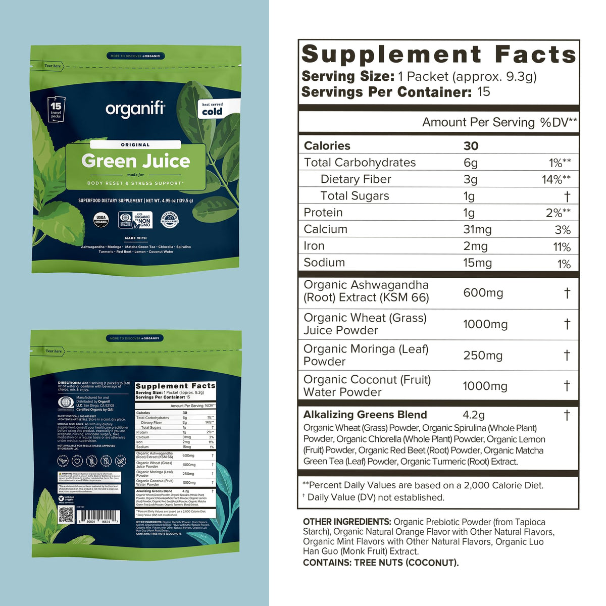 Organifi GO Packs Green Juice Organic Superfood Powder - 15 Packs - image 2
