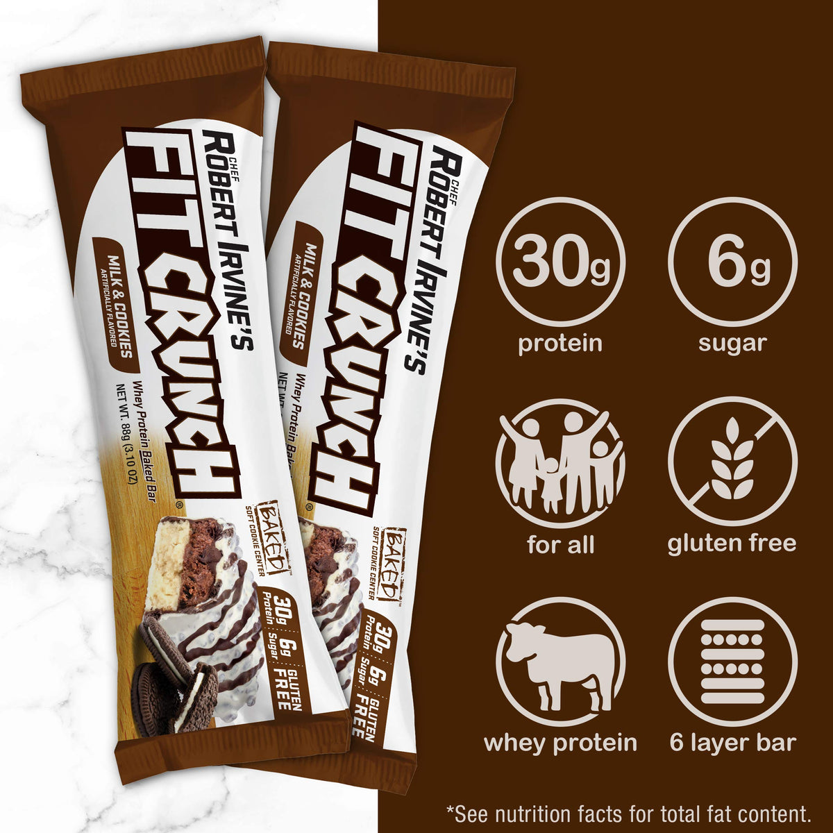 Fit Crunch Protein Bar Milk & Cookies - 12 Count - image 2