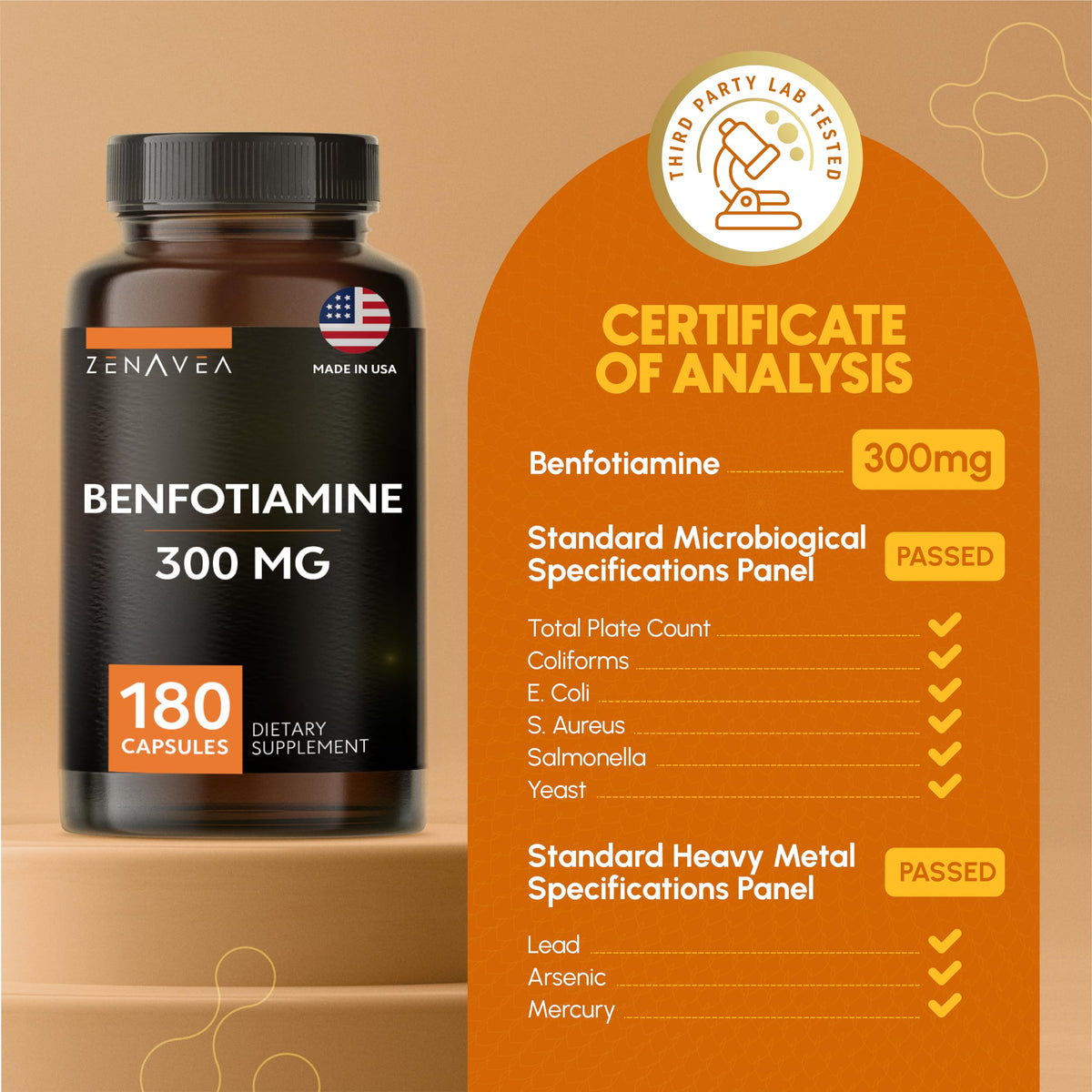 Zenavea Benfotiamine 300mg Vitamin B1 - 180 Capsules - image 7