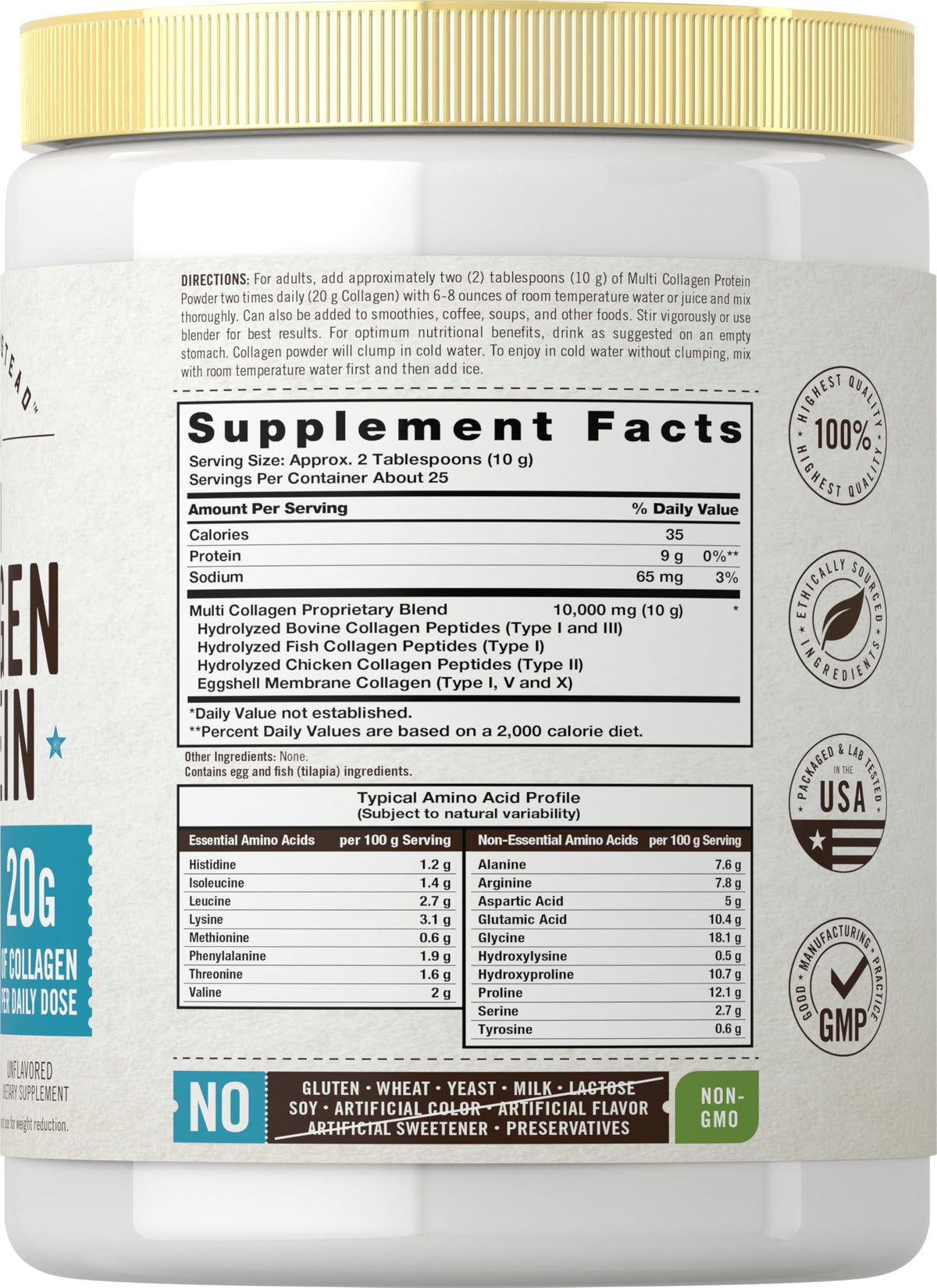 Carlyle Multi Collagen Peptides Powder Types I II III V X - 9 oz - image 2