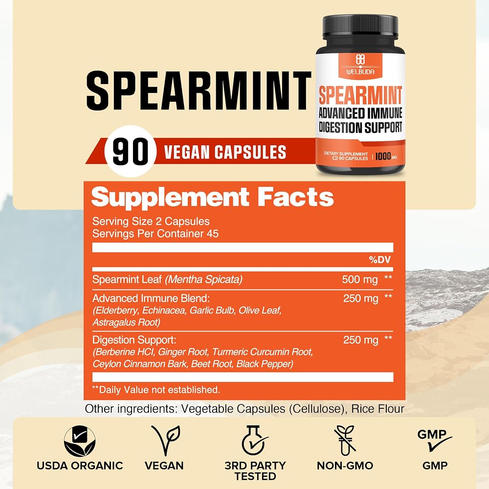 WELBUDA Spearmint Supplement - 90 210 Capsules - 300mg