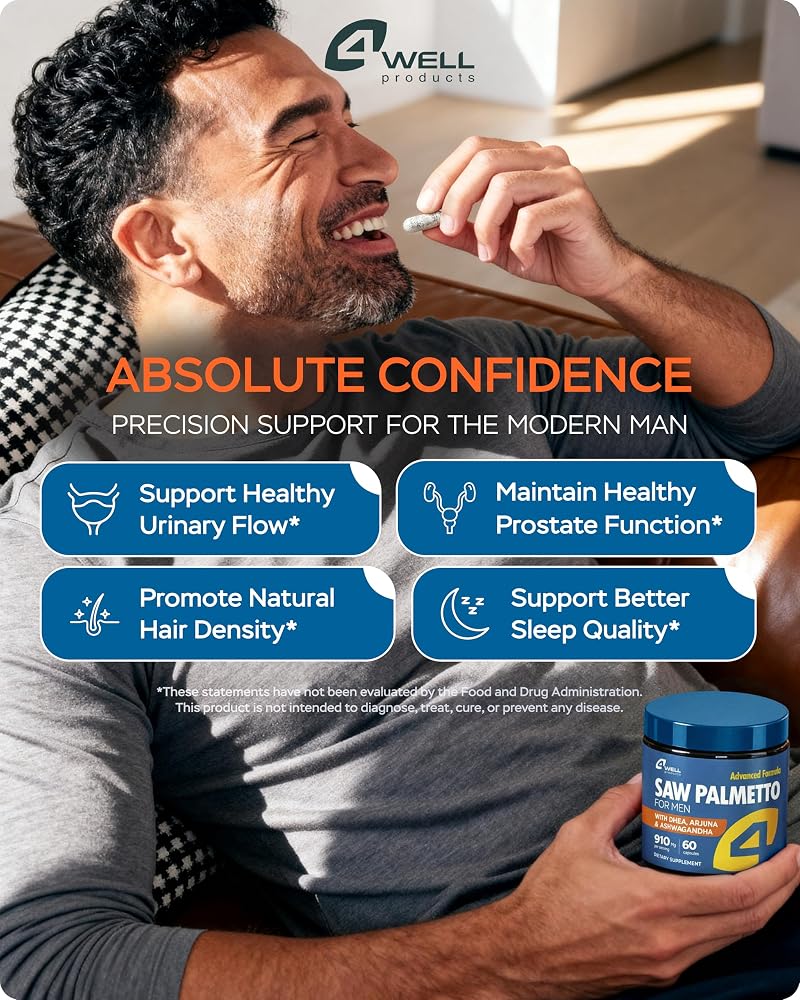 4Well Products Saw Palmetto for Men & Prostate Health Supplements