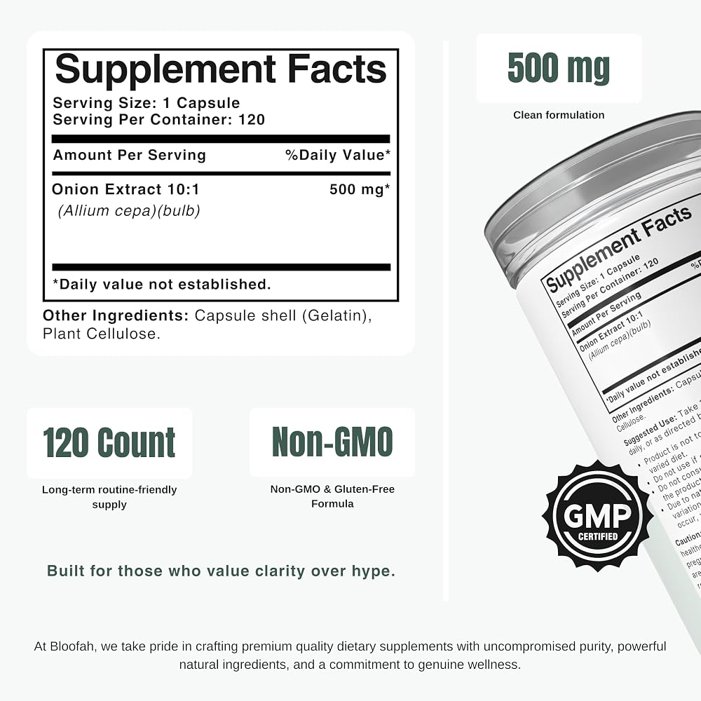 Bloofah Onion Extract Capsules 500mg - 120 Capsules - image 2