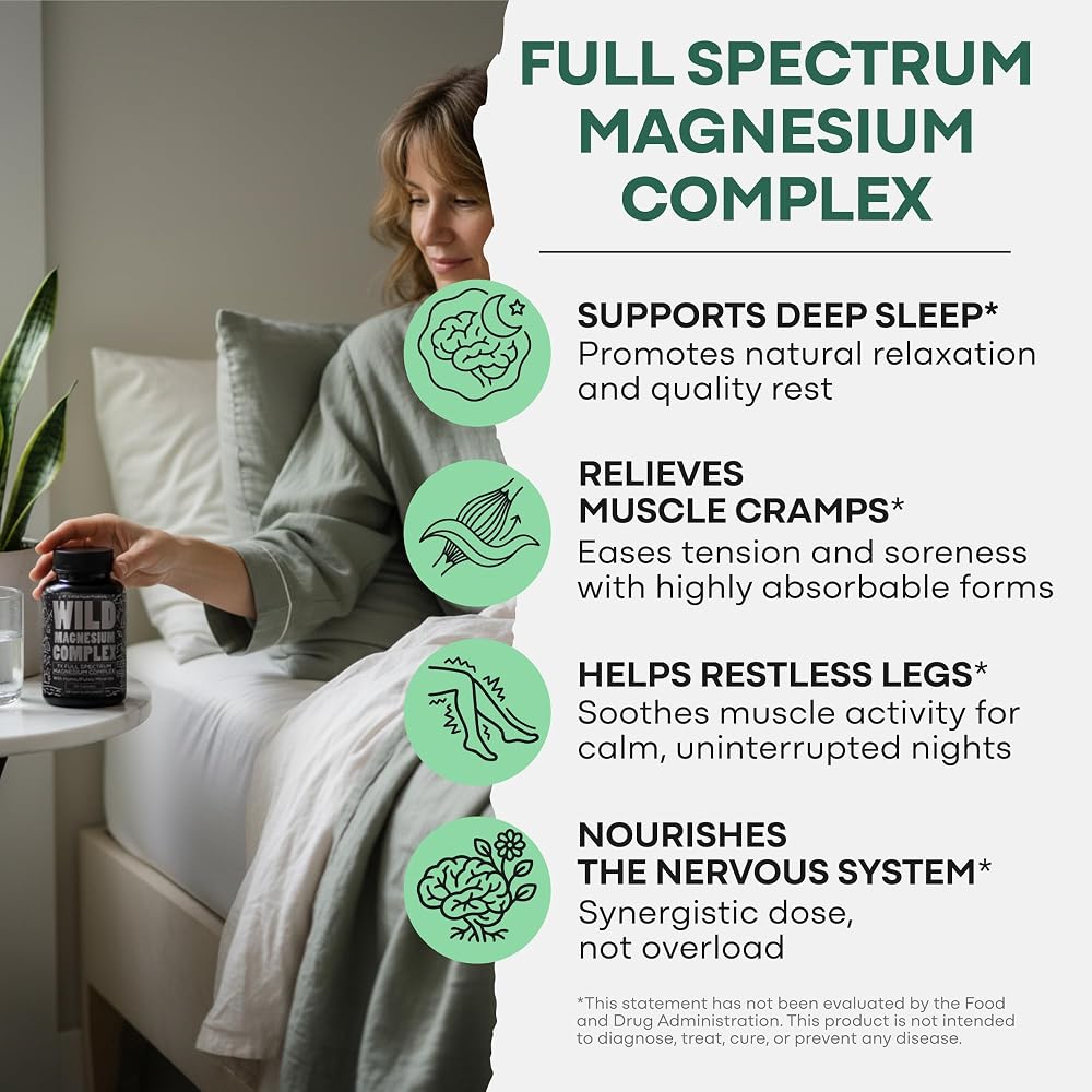 Wild Foods Magnesium Complex Supplement with 7X Forms, 90 Capsules