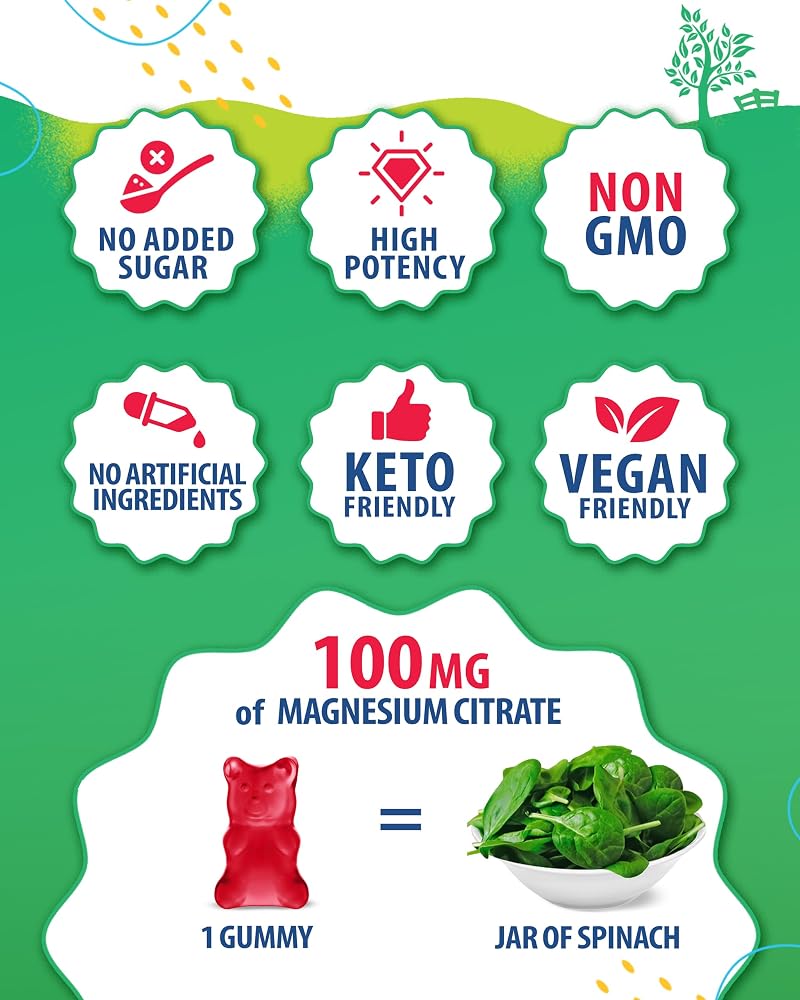 SUNNY SAM Magnesium Gummies for Kids & Adults - 100mg - Calm