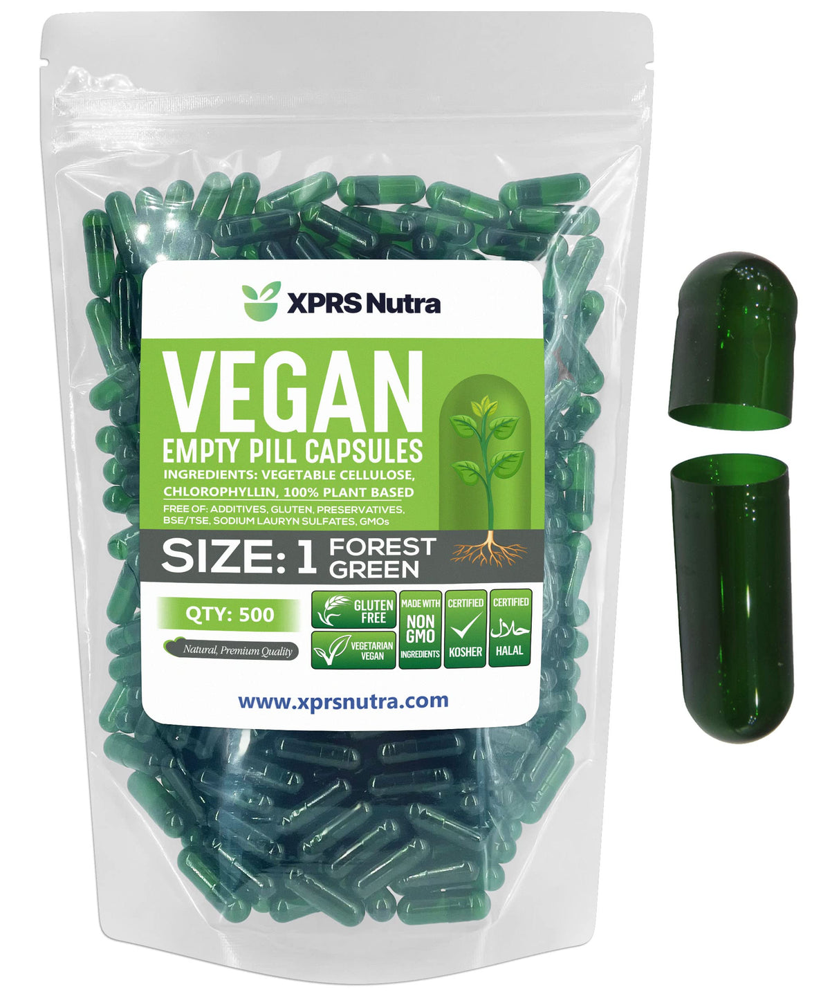XPRS Nutra Size 1 Empty Vegetarian Capsules - 500 Count