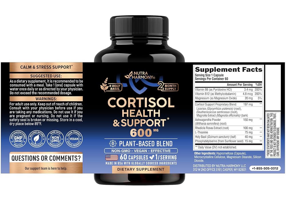 NUTRAHARMONY Cortisol Supplement for Women - Holy Basil