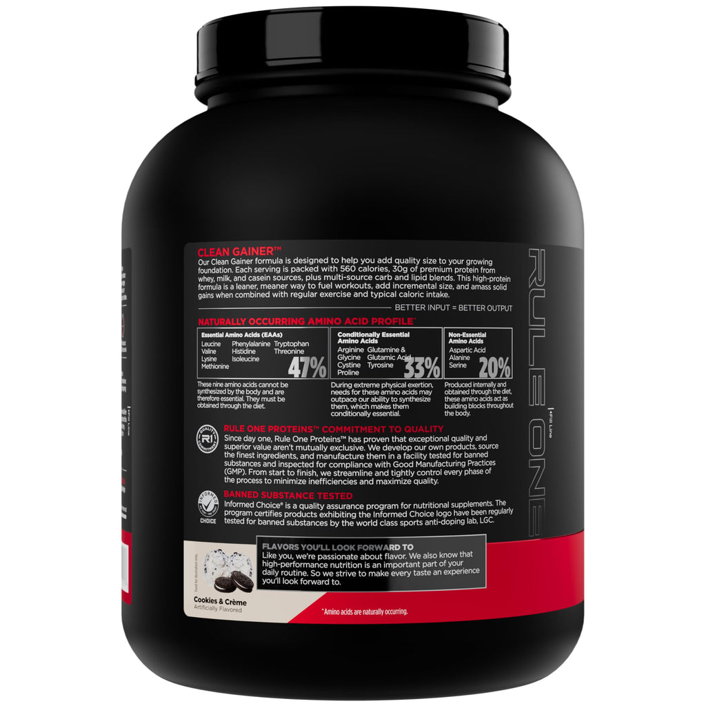 Rule 1 Clean Gainer - High-Protein Lean Gain Formula with 560 Calories