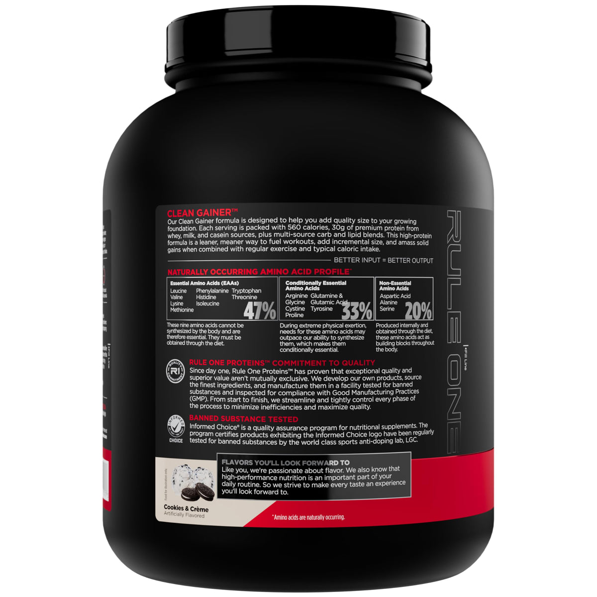 Rule 1 Clean Gainer - High-Protein Lean Gain Formula with 560 Calories
