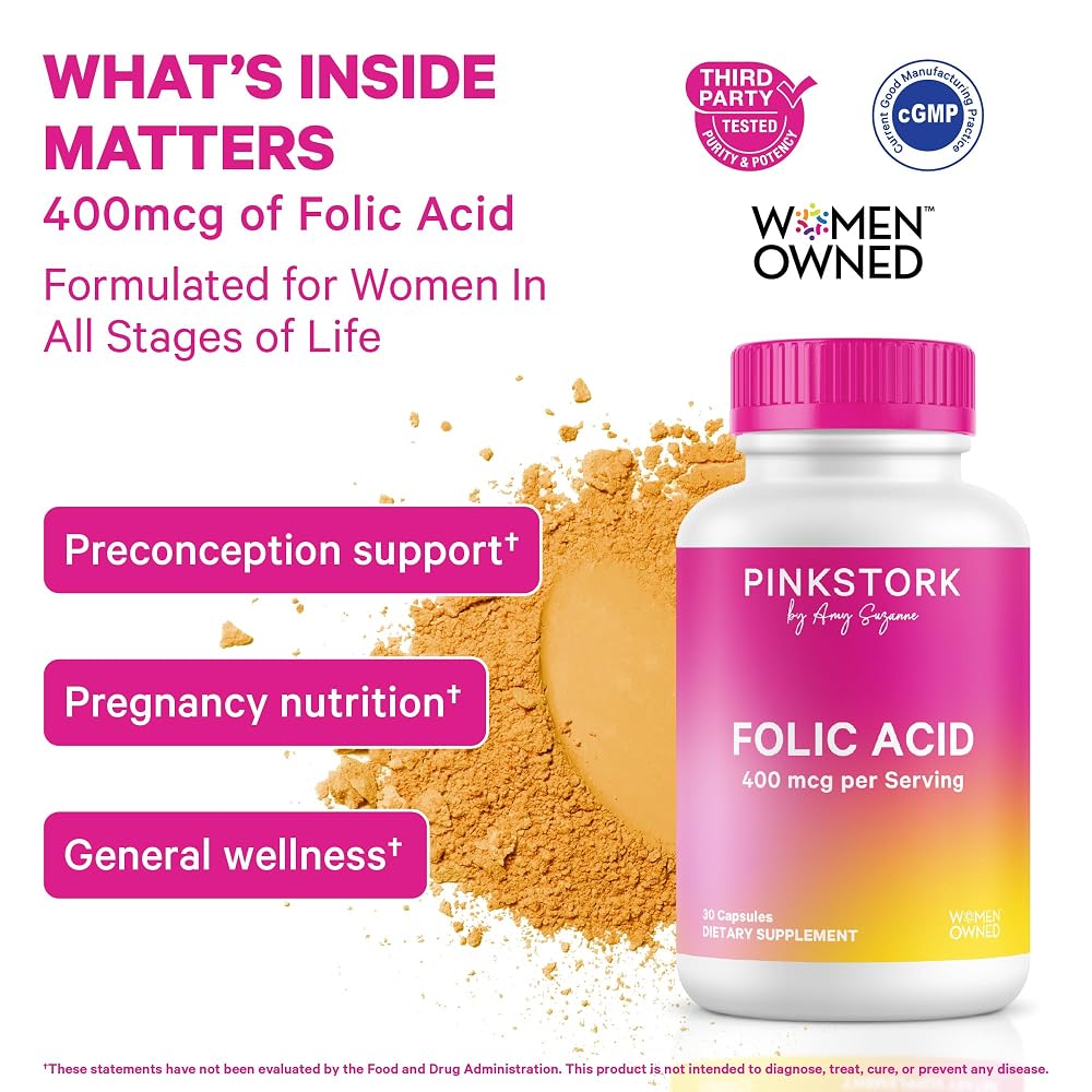 Pink Stork Folic Acid Supplement for Women 400mcg - 30 Capsules - image 2