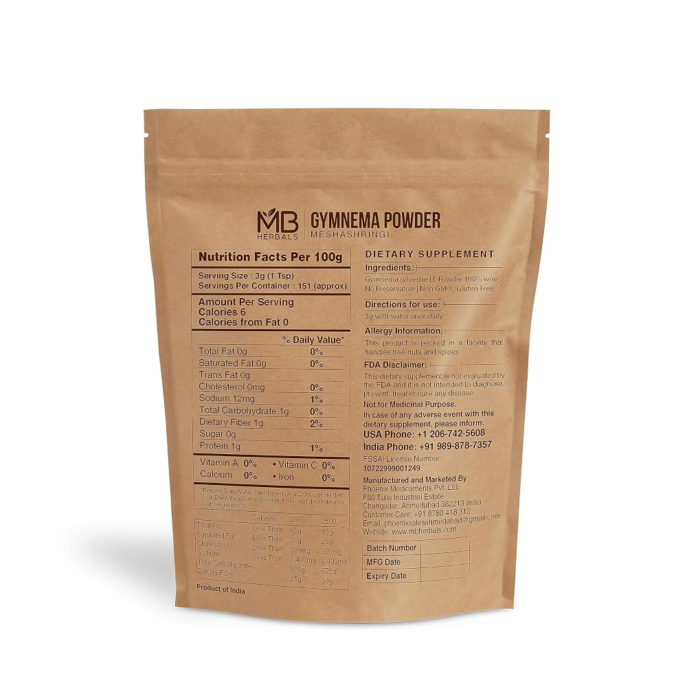 MB Herbals Gymnema Leaf Powder - 454g - image 2