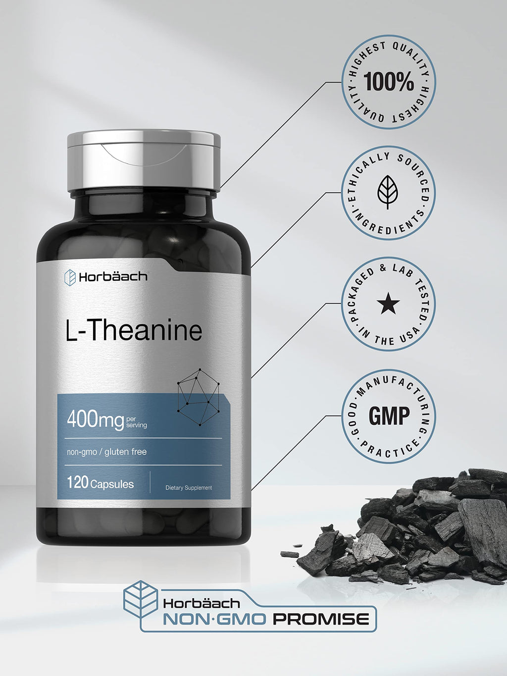 Horbäach HORBAACH Capsules L Theanine 400Mg Gluten Free Bottle N