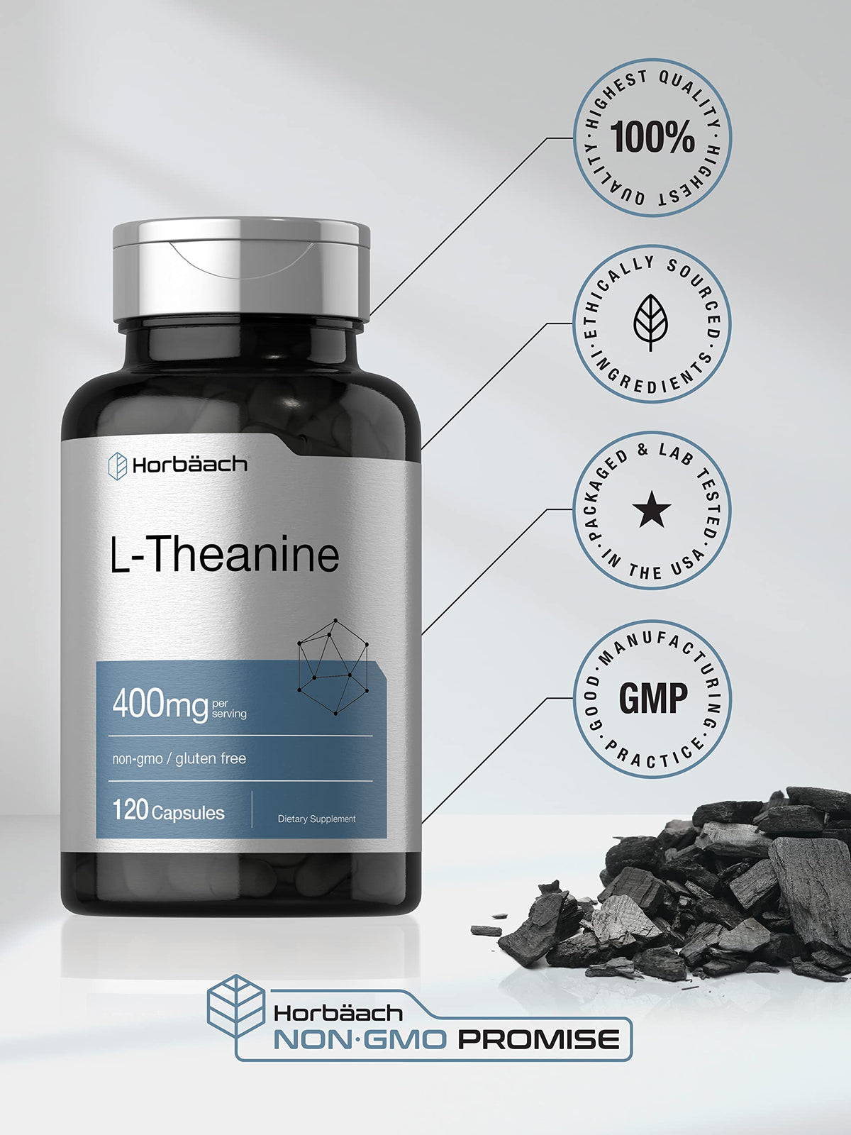 Horbäach HORBAACH Capsules L Theanine 400Mg Gluten Free Bottle N