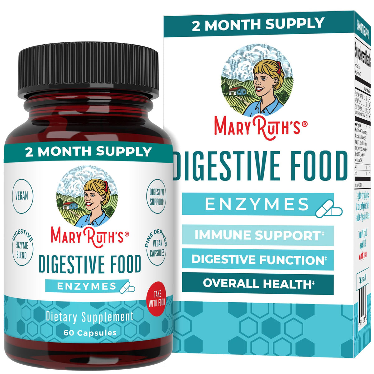 MARYRUTH'S Digestive Food Enzymes for Digestive Support - 60 Capsules