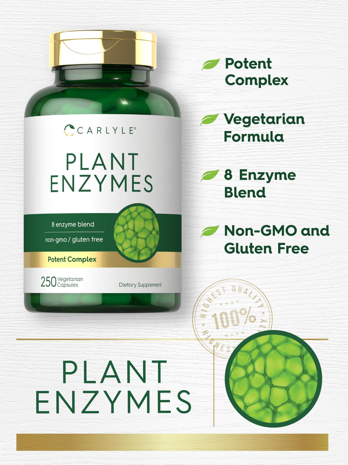 Carlyle Plant Enzymes with Lactase, Protease, Papain and Bromelain - image 3