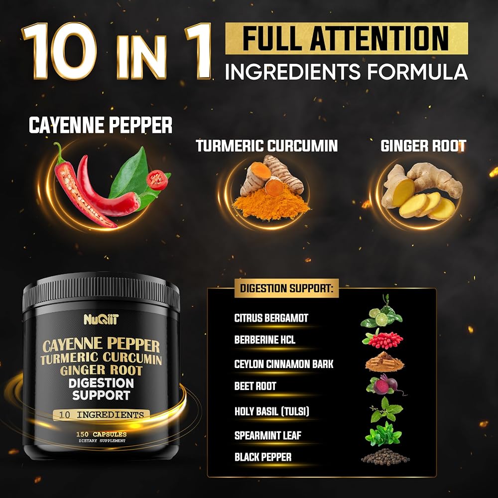 NUQIIT Cayenne Pepper Capsules with Turmeric & Ginger - 150 Capsules - image 3