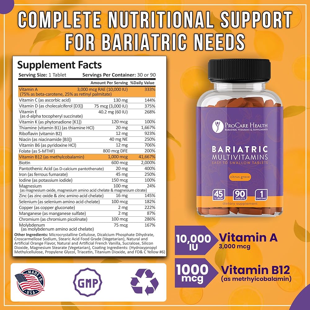 ProCare Health Bariatric Multivitamin with Iron 45mg (Easy to Swallow