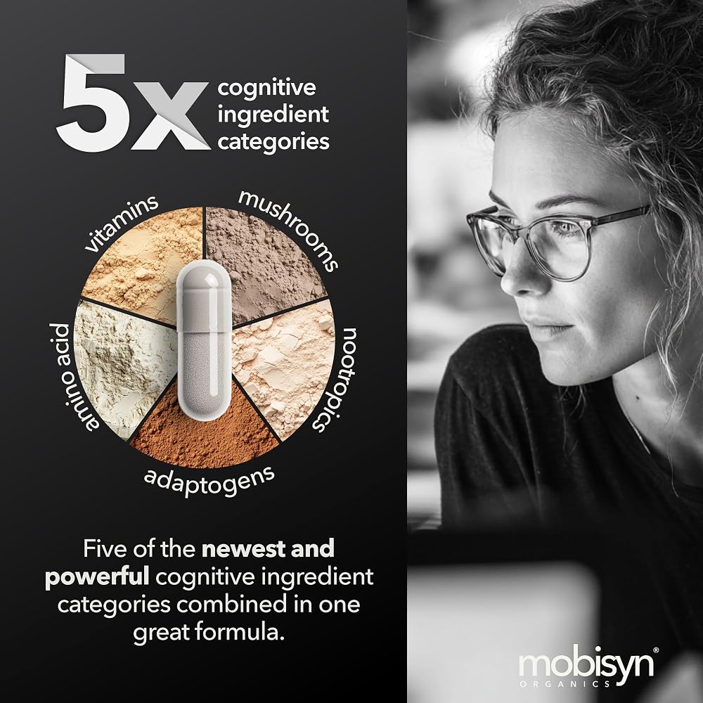 Mobisyn Organic Mushroom Supplement with Cognitive Nootropic Mushroom
