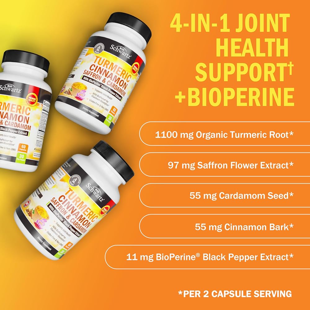 BioSchwartz Turmeric Supplement with Saffron & BioPerine - 60 Capsules - image 6