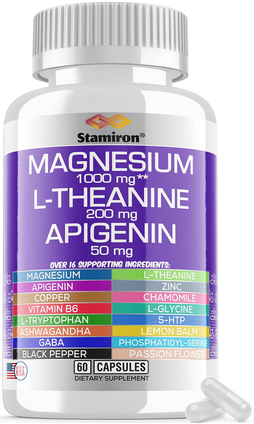 Stamiron Magnesium Complex 1000mg with L-Theanine - 60 Capsules