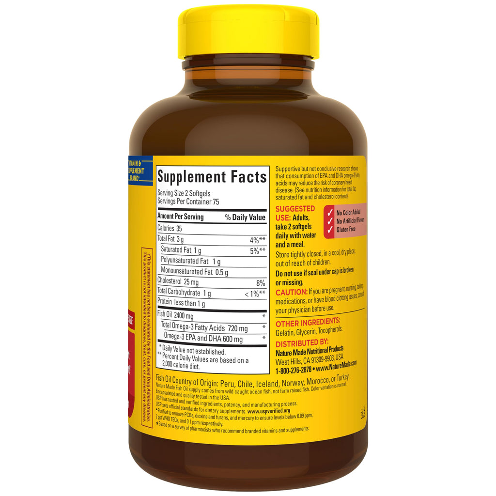 Nature Made Fish Oil Omega 3 1200 mg - 150 Softgels - image 7