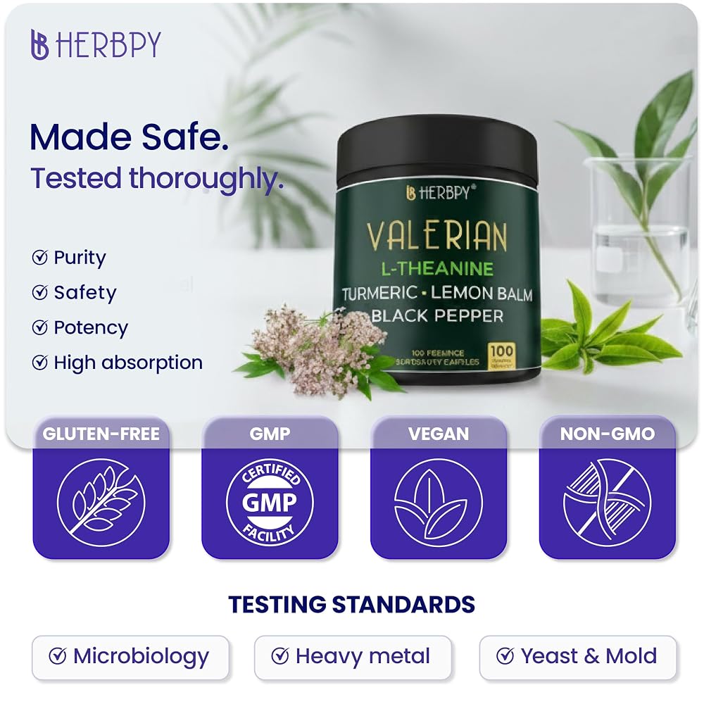 Herbpy Valerian Root Extract 5-in-1 Capsules - 100 Count - image 5