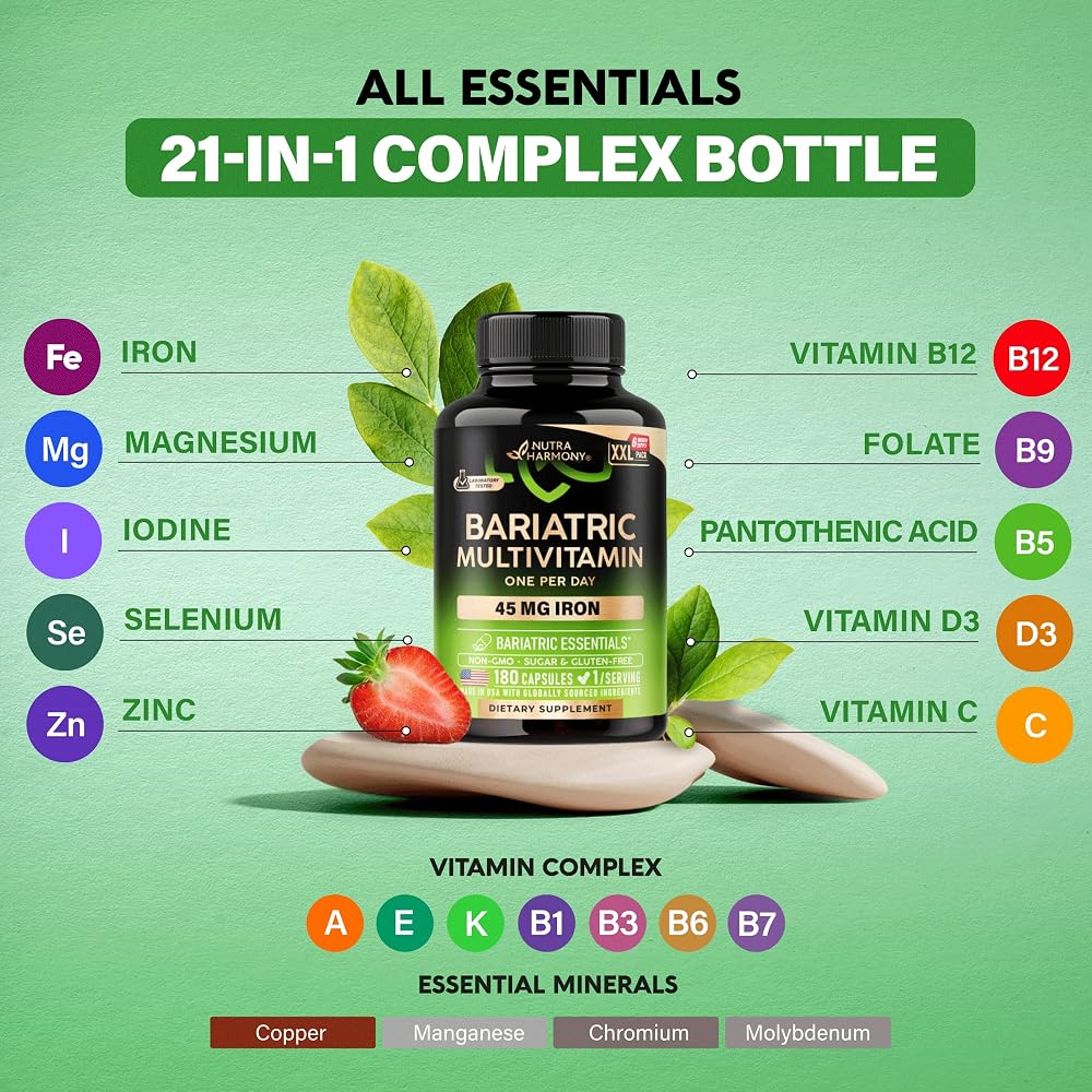 NUTRAHARMONY Bariatric Multivitamin with Iron 45mg - 180 Capsules - image 4