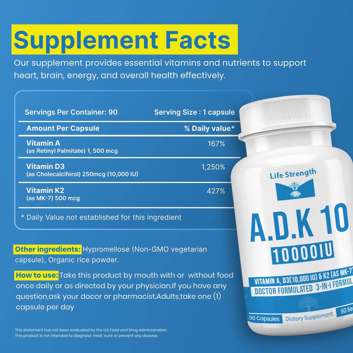 LifeStrength ADK 10 Double Strength 90 CT Physician Formulated