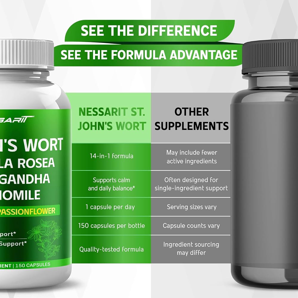 Nessarit Complete 14-in-1 St. John's Wort with Rhodiola & D3 - 150 Capsules - image 7