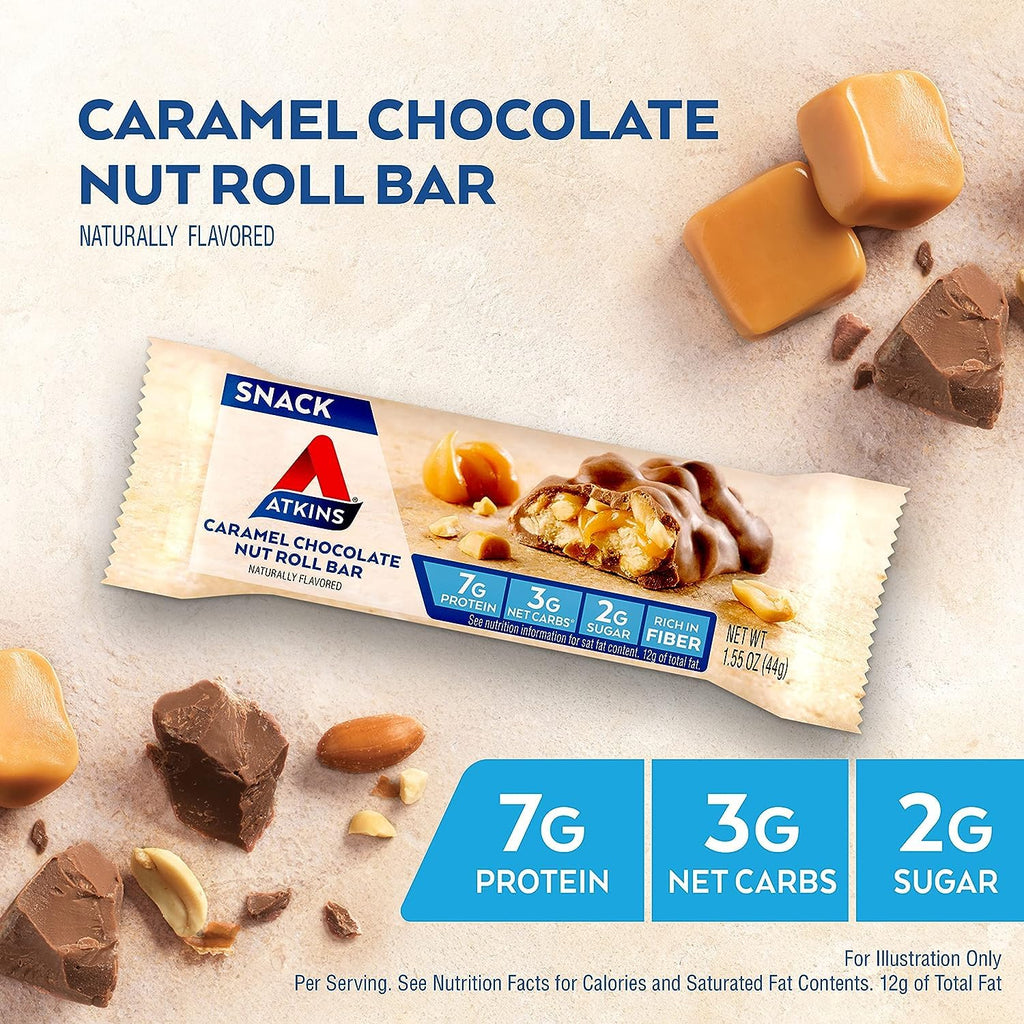 Atkins Caramel Chocolate Nut Roll Protein Bar - 30 Count - image 3