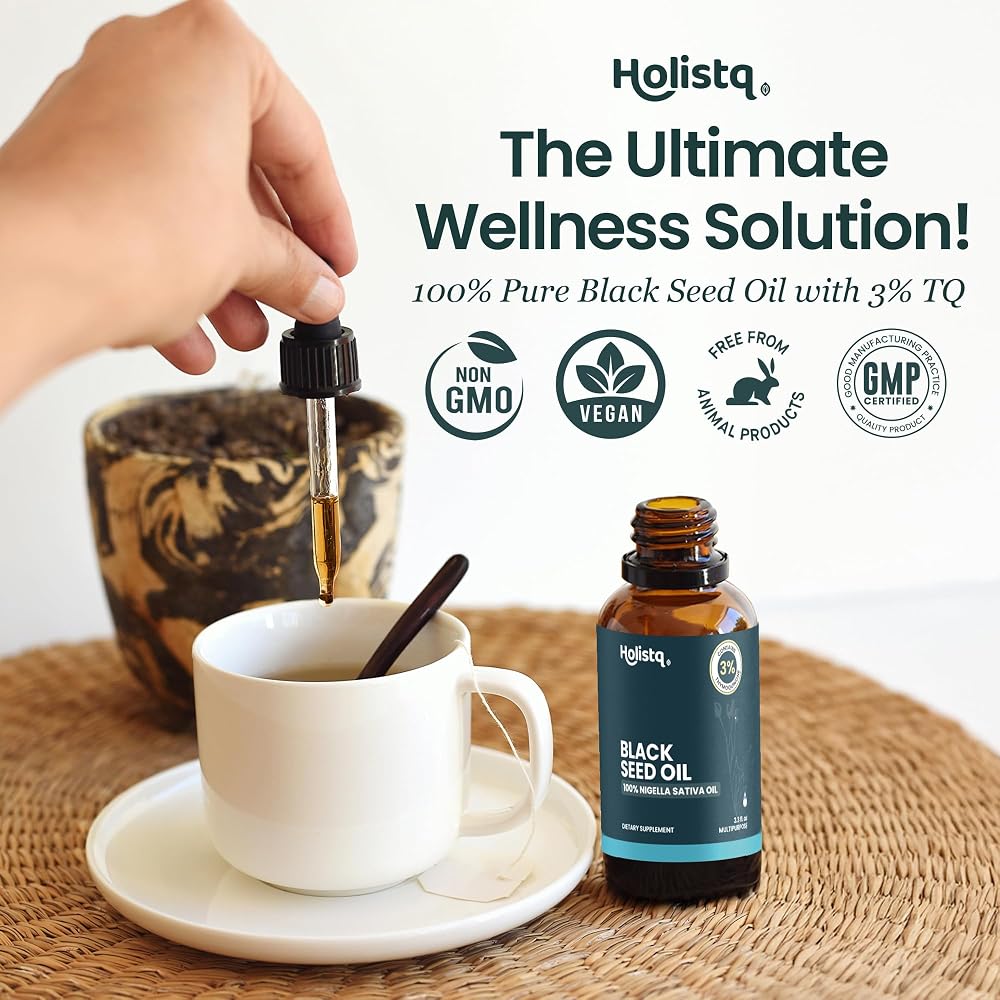 HOLISTQ Black Seed Oil Drops, Organic Cold Pressed, 3% Thymoquinone - image 5