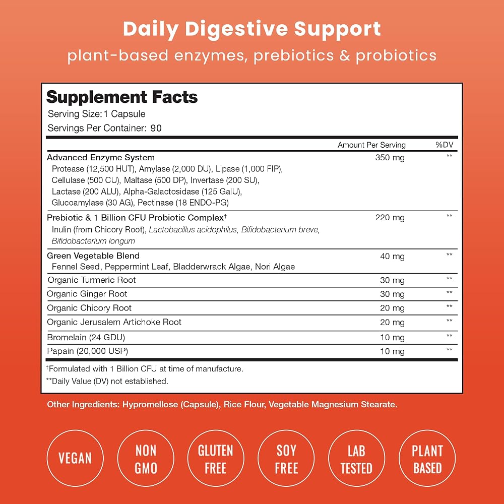 NutraChamps Digestive Enzymes with Probiotics for Bloating - 90 Capsules - image 3