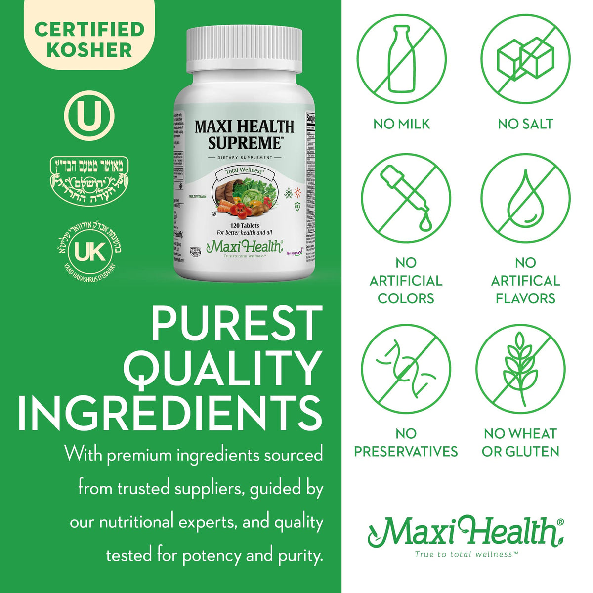 Maxi Health Supreme - High Potency Multivitamin & Mineral Supplement