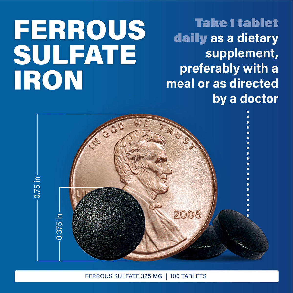 MAJOR Ferosul Ferrous Sulfate 325 mg Iron - 100 Tablets - image 3