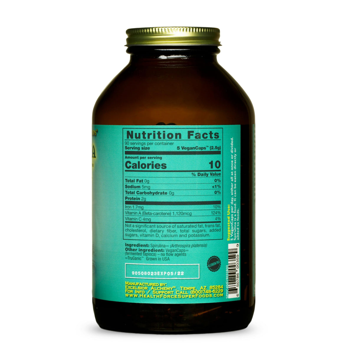 HEALTHFORCE SUPERFOODS Spirulina Manna - 450 Vegan Capsules - image 2