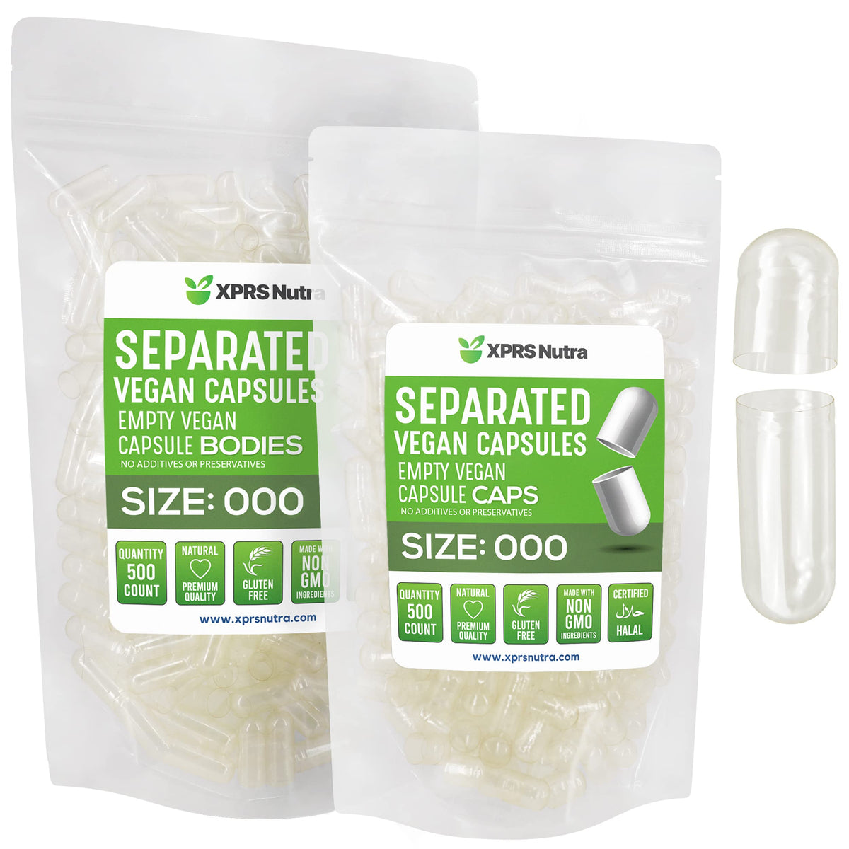 XPRS Nutra Vegan Size 000 Separated Capsules - Premium Large Empty