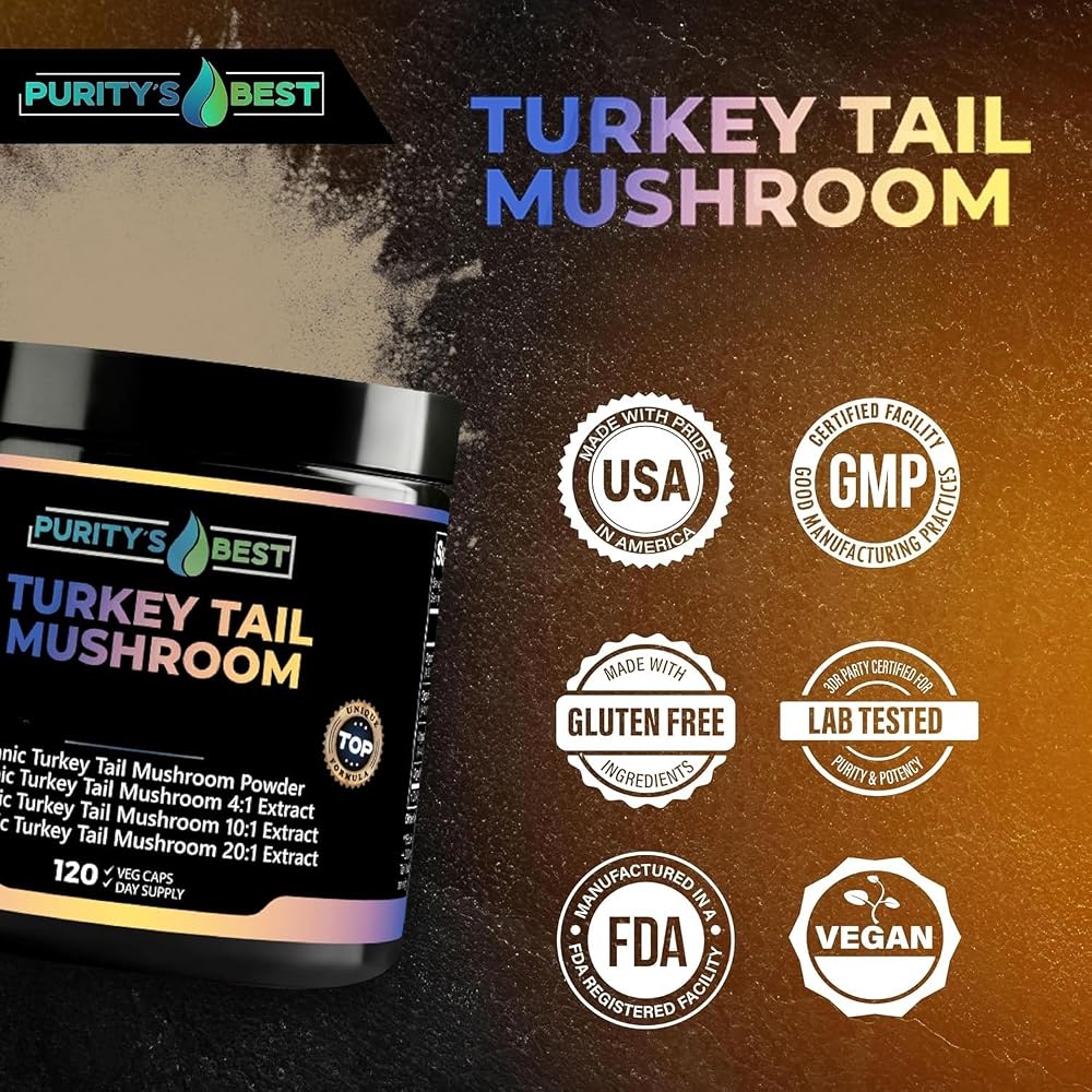 Purity`s Best Purity's Best Turkey Tail Mushroom Immune Support - 120 Capsules - image 5