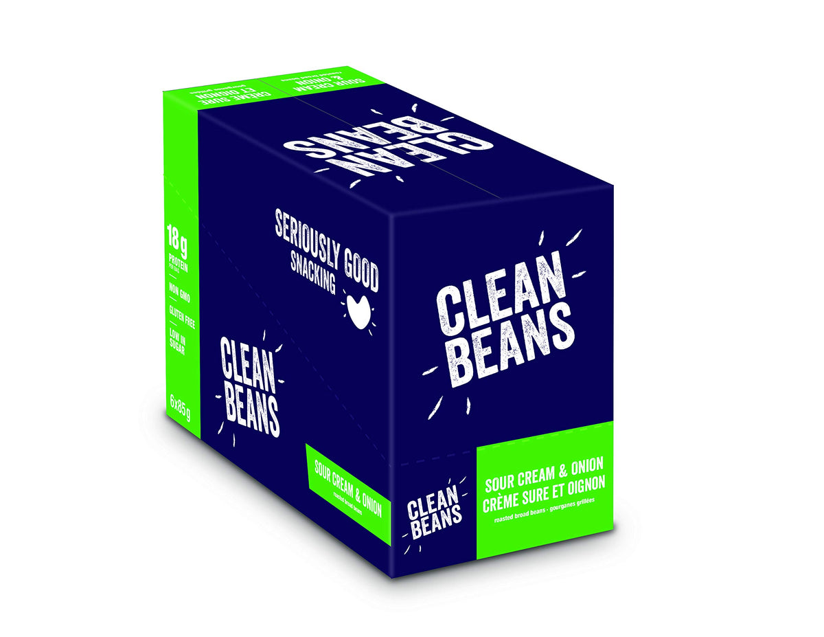 NutraPhase Clean Beans Roasted Broad Bean Snack Sour Cream & Onion - 6 Count